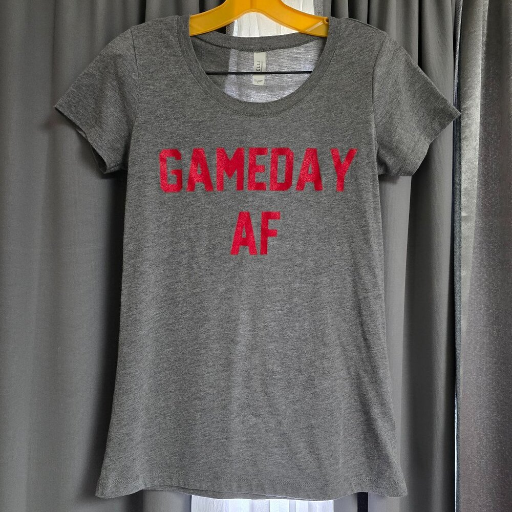 Game Day AF Graphic Tee T-Shirt Size Small Red Gray Football Baseball Basketball